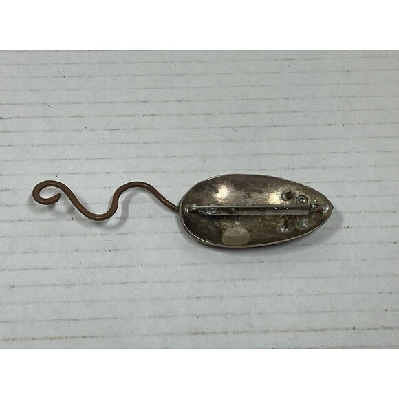 Unique Handcrafted Vintage Silverware Spoon Mouse Brooch Pin Flatware Handmade - Picture 2 of 4